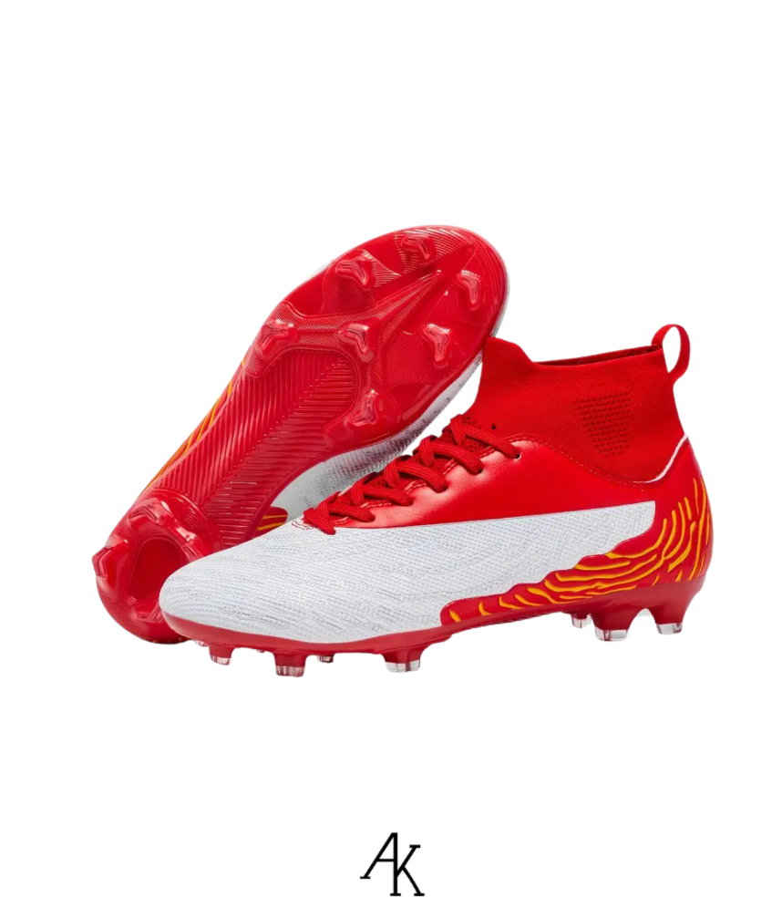 'Core' Mid Football Cleats White-Red (US 5Y)