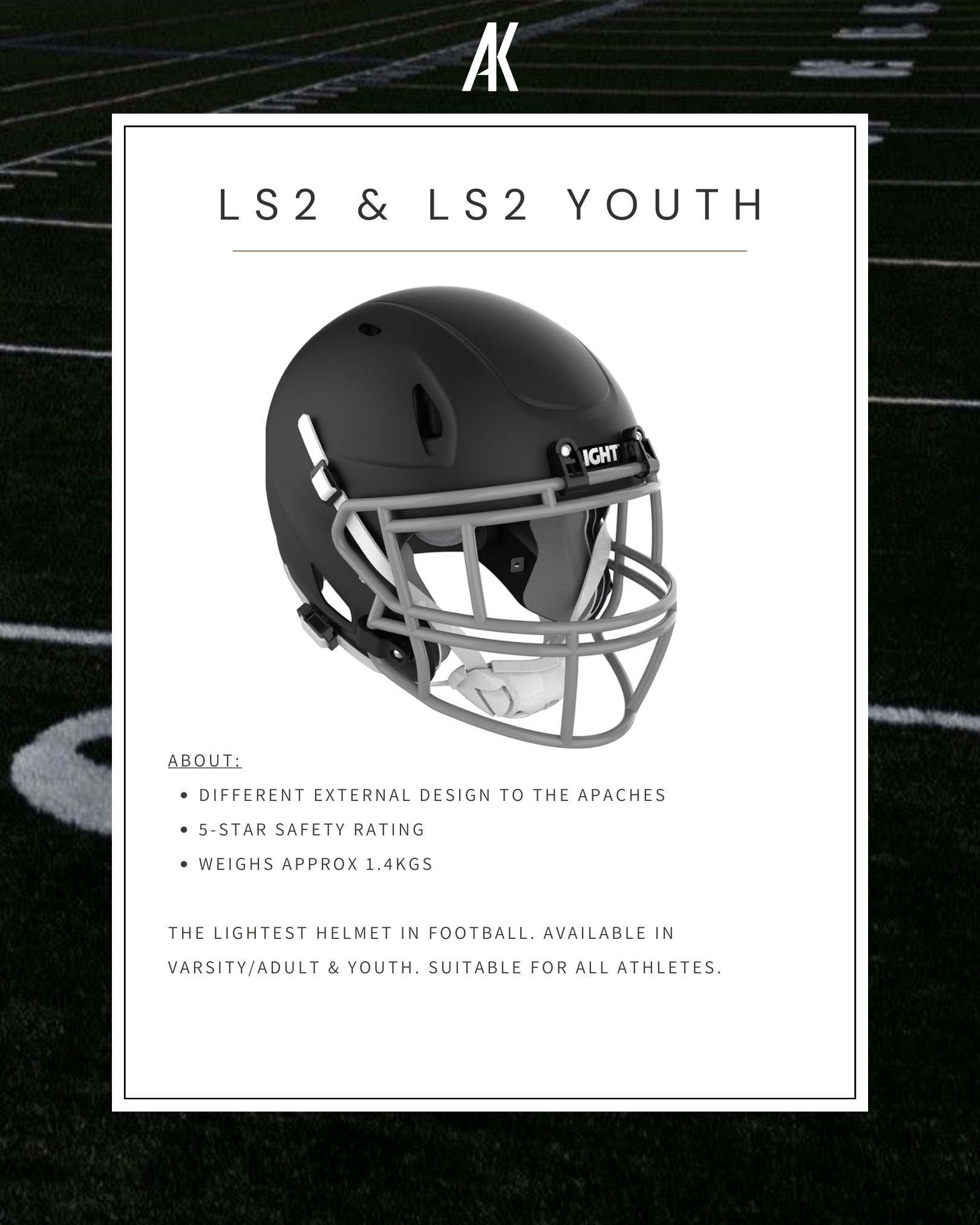 LIGHT Football Helmet