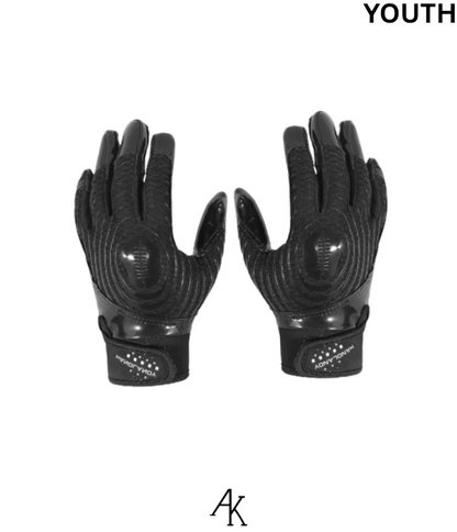 Youth 'Hands' Football Receiver Gloves (Black/Black) (Small)
