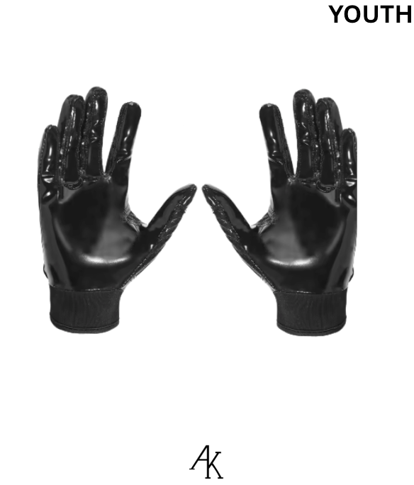 Youth 'Hands' Football Receiver Gloves (Black/Black) (Small)